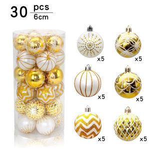 New spot 6CM30pcs gold and white hand-painted Christmas ball special-shaped Christmas tree decoration plastic ball