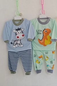 Setelan Kaos Bayi Usia 3-12 Bulan Model Kancing Bahu Tangan Panjang Motif Bhan Super Halus