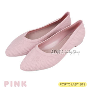 Sepatu Slip On Flatshoes Wanita Untuk Kerja Karet Anti Air Kekinian Korean Style Porto BTS Pink 36-40