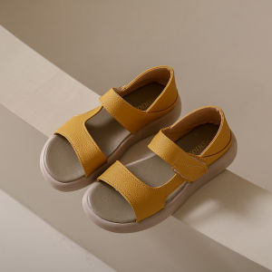 Round Toe Flat Sandals for Women To Wear Summer New Fashion Two-wear Back Bag Heel Velcro Roman Beach Sandals