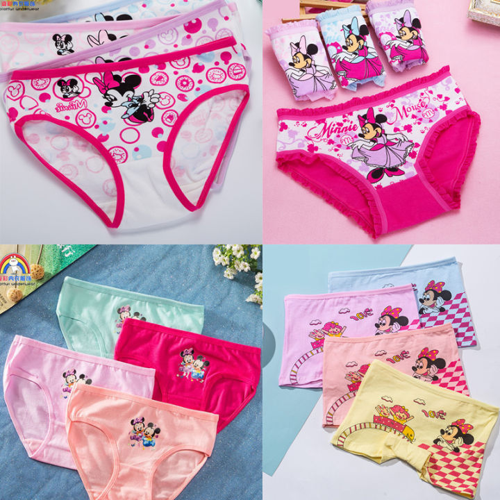 4pcs Girls Cartoon Boxes Children Cotton Underwear Minnie Mouse