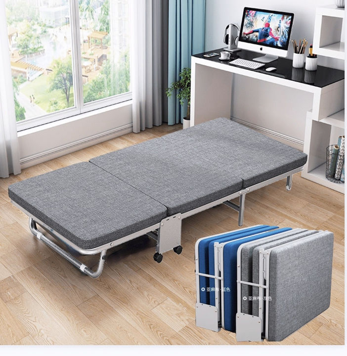 Folding Bed, Rollaway Folding Guest Bed With Mattress Single Rolling 