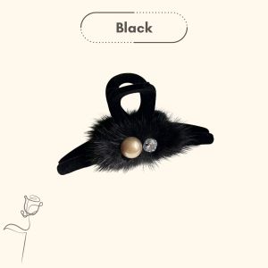 Furry Hair Claw Pearl Winter Style Plush Hair Clip Ladies Fashion Shark Claw Clip Fur Hairpin Women Korean Large Shark Clip Hair Accessories