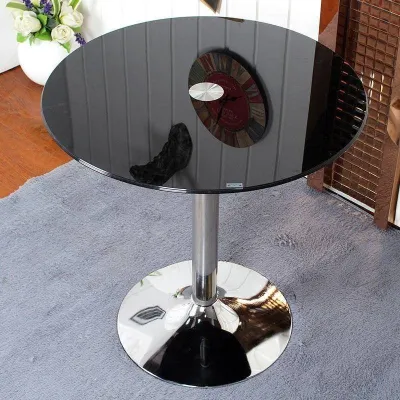 Tempered Glass Round Fashion Conference Negotiation Simple Modern Apartment Dining Bay Window Coffee Small Table