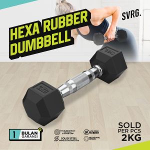 Svarga Hexagonal Dumbbell - 2 KG - Rubber Dumbell Barbell