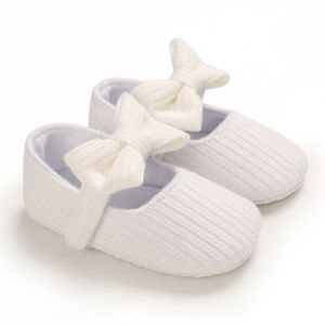 TheShoeniverse Baby Girl Christening Bow Shoes Newborn Baptsim Babies Shoes White Soft Bottom First Birthday Toddler Princess Shoes