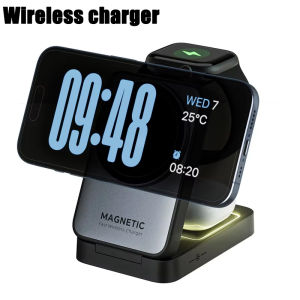 3-In-1 20W Foldable Magnetic Wireless Desktop Charger Holder For iP1615 14 13 12 Pro/Max/Plus Air Pods Watch