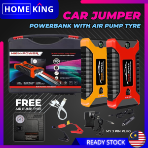 HOMEKING | 6000mAh 12V Car Jumper Car Powerbank Car Tyre Air Pump Starter Booster Portable USB Charger Car Emergency Start Power Bank Supply Battery Charge Car Start Supply Phone Charging 充电宝 汽车启动器 汽车电源