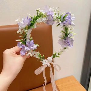 RANZH Bohemia Style Bride Garland Simulation Flower Hair Ornaments Wreath Headband Exquisite Adjustable Seaside Vacation Headdress Women