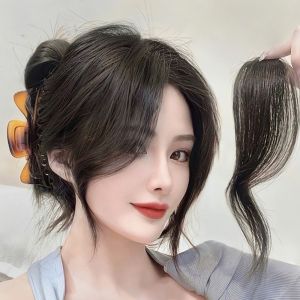 XINSU38 Curly All-Match Party Black Hair Accessories Girls Brown Women Natural Middle-part Bangs Hair Extensions French Oblique Bangs Synthesis Wig