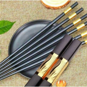 COMBO 50 Đũa Mạ Vàng - Đũa Mạ Vàng 50 Đôi HÀN QUỐC Nhựa Đen Nhật Cao Cấp Chống Trơn  Chống Mốc Chịu Nhiệt Tốt