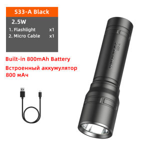 SUPERFIRE S33-A torch light powerful 2000 Lumens super bright LED Mini flashlight 85g waterproof built-in 800mAh battery USB rechargeable 4 Modes multi-function outdoor lighting