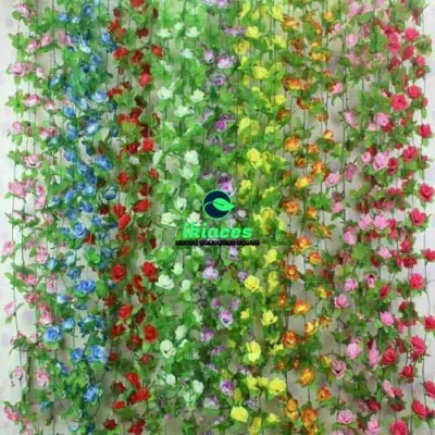 DAUN RAMBAT BUNGA MAWAR RAMBAT DAUN JUNTAI BUNGA PLASTIK BUNGA HIAS BUNGA ARTIFICIAL DEKORASI RUMAH