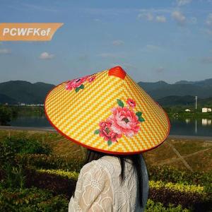 【PCWFKef】 Trung Quốc Retro Tre Mây Ngư Dân Hat Handmade Dệt Rơm Xô Hat Mưa Khiêu Vũ Đạo Cụ Nón Che Nắng Hat Nhựa Tre Hat
