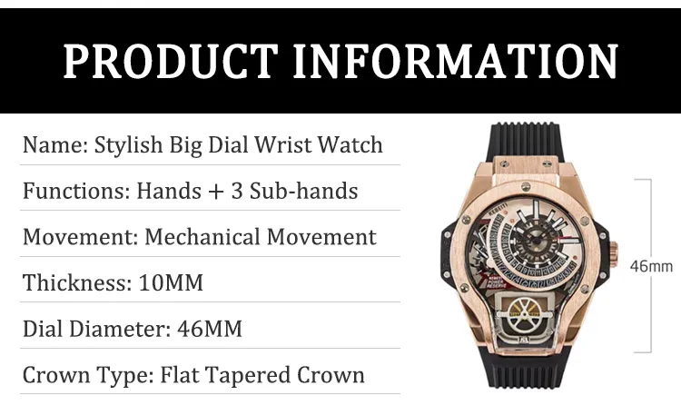 Jason Statham Wraith Mens Large Dial Watches Fashion Watches