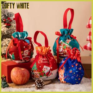 Lofty White Christmas Gift Box With Apple Packaging Canvas Decoration Tote Bag Childrens Apple Gift Bag