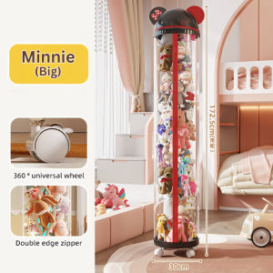 Toy Storage Cabinet Dustproof 360° Wheels Round Transparent PET Material Childrens Playroom