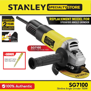 【STANLEY】Upgraded 750W High-Power Angle Grinder | Slim Body 100mm (Grip 179mm) | 12000 RPM | Durable Low-Noise Steel Cutting Gear Set | Professional Industrial Grade | Durable
