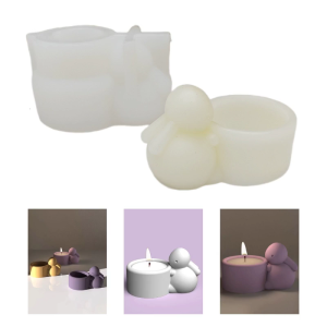 Dễ Thương Thỏ hoạt hình nến khuôn silicon thủ công tự làm thạch cao khuôn đồ trang trí để bàn khuôn tealight chủ khuôn