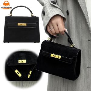 Women Faux Suede Crossbody Bag Solid Color Tote Handbag Retro Shoulder Bag for Daily Travel Work
