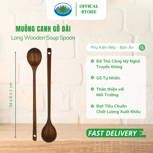 Muỗng Gỗ Canh Dài Ohiama Long Wooden Soup Spoon | Dụng Cụ Nhà Bếp Bàn Ăn Đồ Thủ Công VNXK
