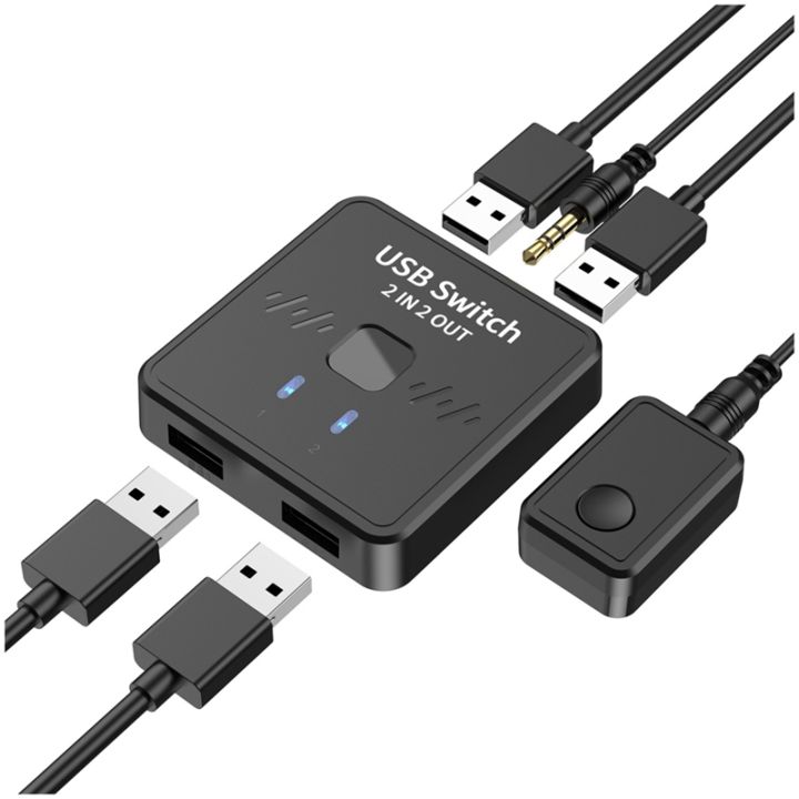 USB Printer Sharer 2-In-2-Out Printer Sharing Device USB Splitter Hub ...