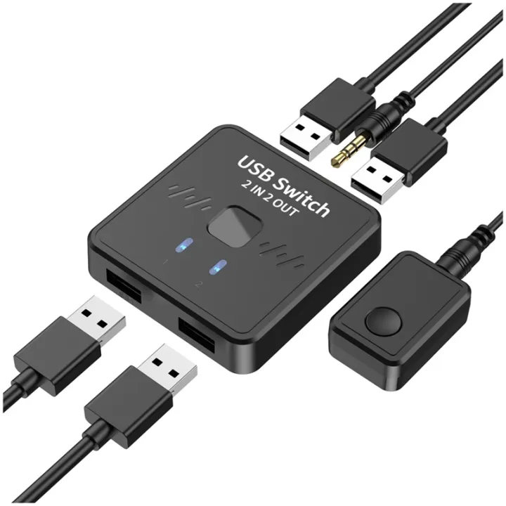 Usb Split Printer USB Printer Sharer 2-In-2-Out Printer Sharing Device USB Splitter Hub ...