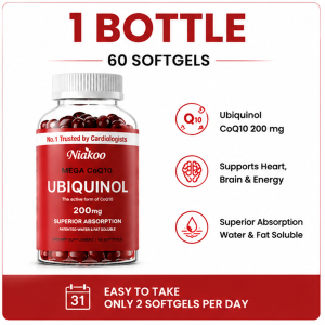 Ubiquinol CoQ10 200mg Daily Cellular Energy Support with Taurine Omega-3 DHA EPA & Vitamin E Softgels