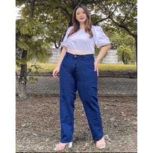 Boyfriend Highwaist Jumbo Jeans Premium Tebal 12Os Boyfriend Jeans Big Size 27-38