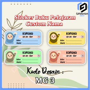 Stiker Nama Siswa Custom Desain Kartun Warna-warni | Stiker Pelajaran Sekolah 35pcs