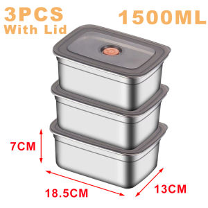6PCS Stainless Steel Food Container Lunch Box With Lid Fresh-Keeping Box Organizer Bekas Makanan Pure Anti-Bacterial 304 Stainless Steel Food Container Lunch Suitable for microwave oven and oven
