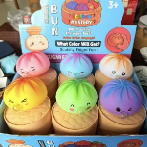 YUDESHUI 1pc với Steamer Đồ chơi giảm căng thẳng hình bánh bao Mềm mại Màu sắc cầu vồng Đồ chơi bóp giảm căng thẳng  Đồ chơi giảm căng thẳng Hộp Mù Để Giảm Căng Thẳng Và Lo Âu
