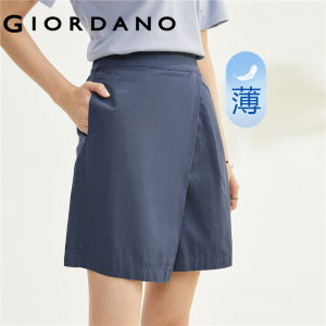 GIORDANO Women Shorts 100% Cotton Lightweight Casual Skorts Half Elastic Waist Loose Summer Relaxed Fashion Shorts 05403314