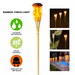 Vimite Led đèn cắm sân vườn năng mặt trời ngoài trời chống nước đèn cảm biến tự động sáng Bamboo Torch Flickering Flame Light Lawn Lamp for House Fence Path Christmas đèn trang trí ngoài trời