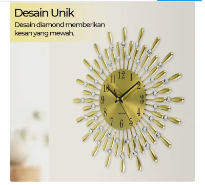 Jam dinding Aesthetic CreatIve Luxury diamond 3D Jam unik bahan metal jam dinding besar