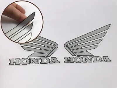 สติ๊กเกอร์ปีกHonda สติ๊กเกอร์ Honda สีเงิน พื้นใส 2ชิ้น สติกเกอร์ ฮอนด้า ปีกนก โลโก้ รถมอเตอร์ไซค์ Racing Sticker ติดรถ แต่งรถ Motorcycle CBR Forza Wave Pcx Click Msx