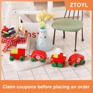 【ZTOYL】 1:12 Dollhouse Miniature Train Christmas Snowflake Small Train Model Carriages Toy Kids Pretend Play Toy Doll House Accessories