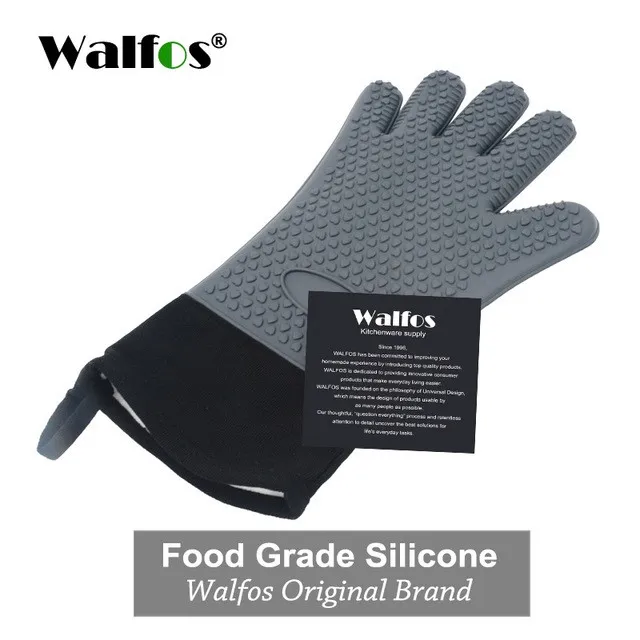 Walfos 1Pcs（Plus Cotton Thickening) Silicone Kitchen Gloves-BBQ