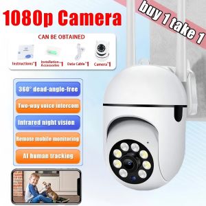 【1080P HD】CCTV camera connect to cellphone with voice Indoor and Outdoor Two-Way Audio Night Vision 360-degree rotation Mini Portable Indoor Baby Monitor Smart HD 1080P remote surveillance auto tracking CCTV Security Camera
