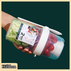 [Hilldora] Bữa ăn sáng trái cây Yến Mạch Sữa chua salad cup với nắp và muỗng hai lớp thực phẩm lưu trữ Bento hộp thể Dục Giảm Béo côn bát