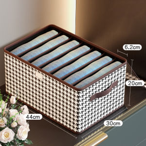 Vusign Clothes Storage Box Lipat Sekat dengan Tutup / Kotak Tempat Pakaian Lipat Organizer Kemeja Baju Celana Multifungsi Bercorak VS5XX VS510