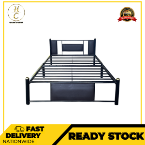 MAGGIE WITHOUT MATTRESS (with Gold Caps) MODERN SINGLE METAL BED FRAME UPHOLSTERED HEADBOARDS - HATCHIES CORNER