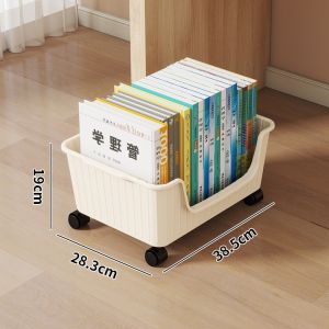 Keranixy Large Capacity Rolling Under Desk Storage Box Mobile Book Bag Tray with Wheels File Organizer