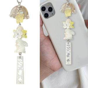 Mặt dây chuyền quyến rũ móc khóa có hạt trang trí con thỏ đáng yêu cho trang trí túi máy ảnh điện thoại di động với thủ công hạt chi tiết sử dụng thường nhật