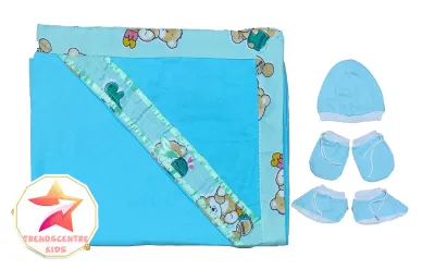 Blanket Pranela with 3in1 Bonnet Set for Newborn Baby Hood Receiving Pranella with Hat Booties Mittens