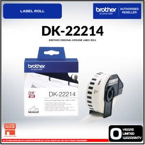 Brother Original Genuine DK‑22214 Black on White Continuous Paper Label