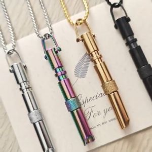 Meditation Breathing Necklace Mindfulness Cubic Zirconia Stainless Steel Pendant Relieve Anxiety Quit Smoking Aid for Women Man