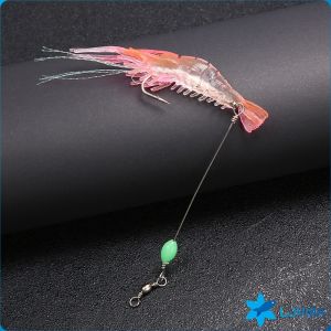 LoviRa 1PCS Soft Prawn Shrimp Swivel Wobbler Hook Luminous Silicon Soft Artificial Bait With Hooks