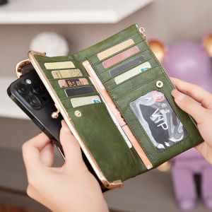 New Retro Clip Long Wallet Multi Functional and Versatile Folding Zero Wallet Simple and Portable Womens Handbag