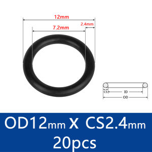 20pcs con dấu O-Vòng đệm ORING OD7mm-30mm cs2.4mm độ dày Đen NBR Nitrile con dấu cao su